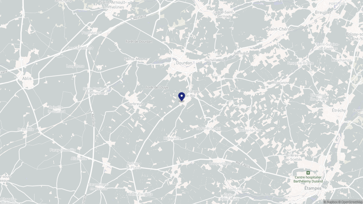 Aperçu cartographique de Les Granges-le-Roi, centré sur la commune