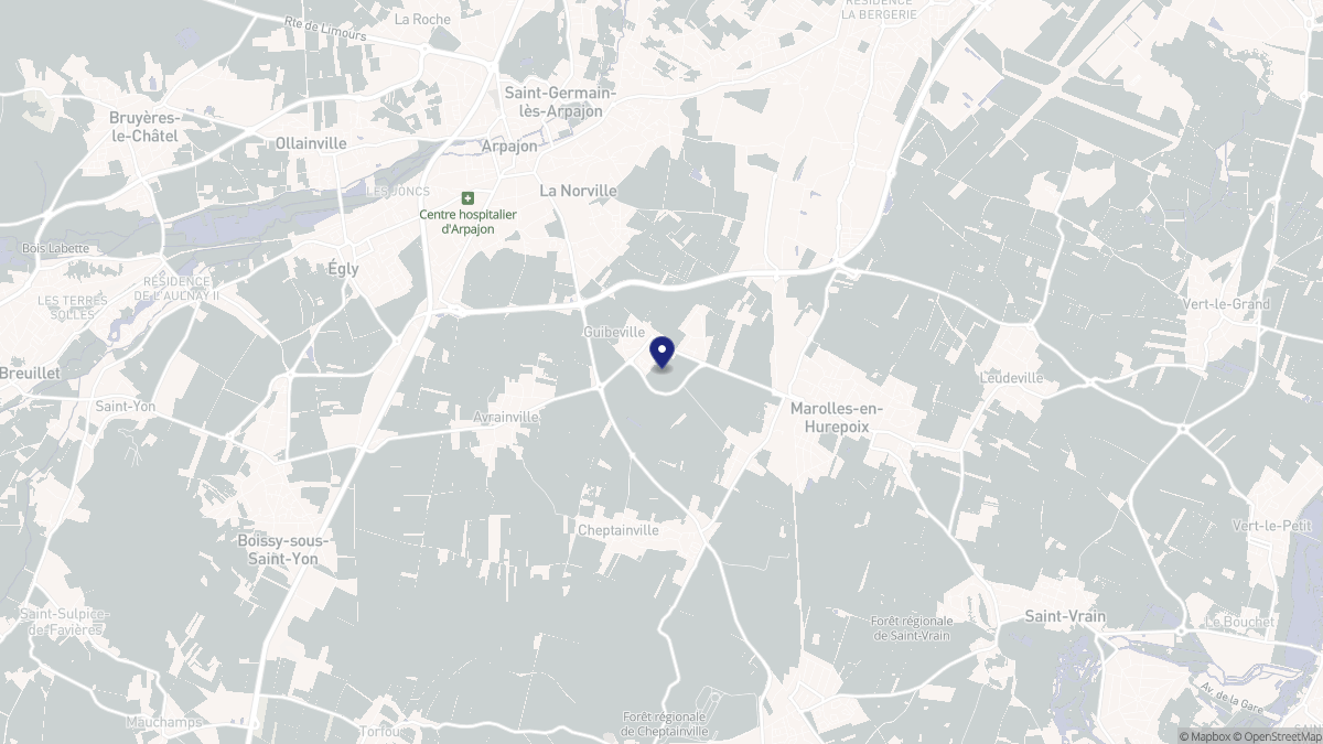 Aperçu cartographique de Guibeville, centré sur la commune