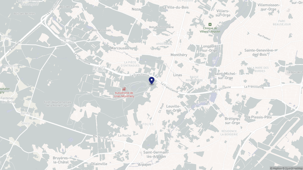 Aperçu cartographique de Linas, centré sur la commune