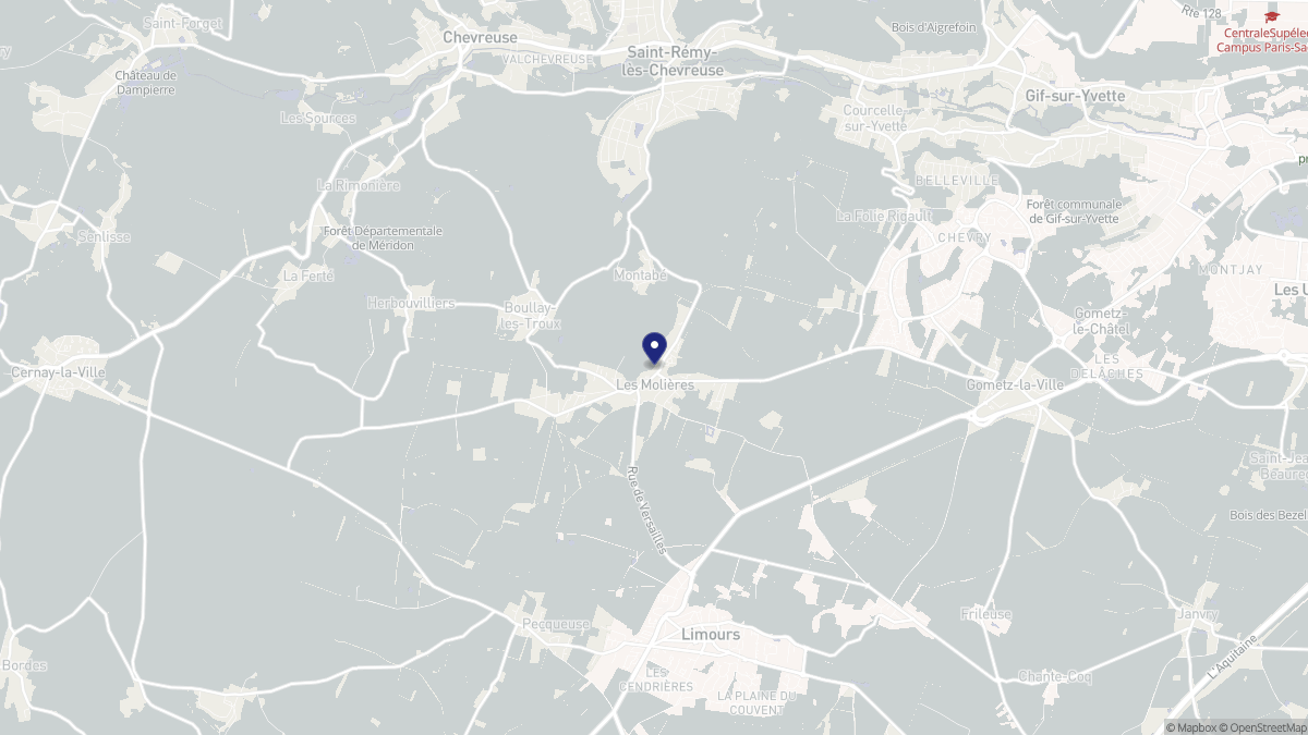 Aperçu cartographique de Les Molières, centré sur la commune