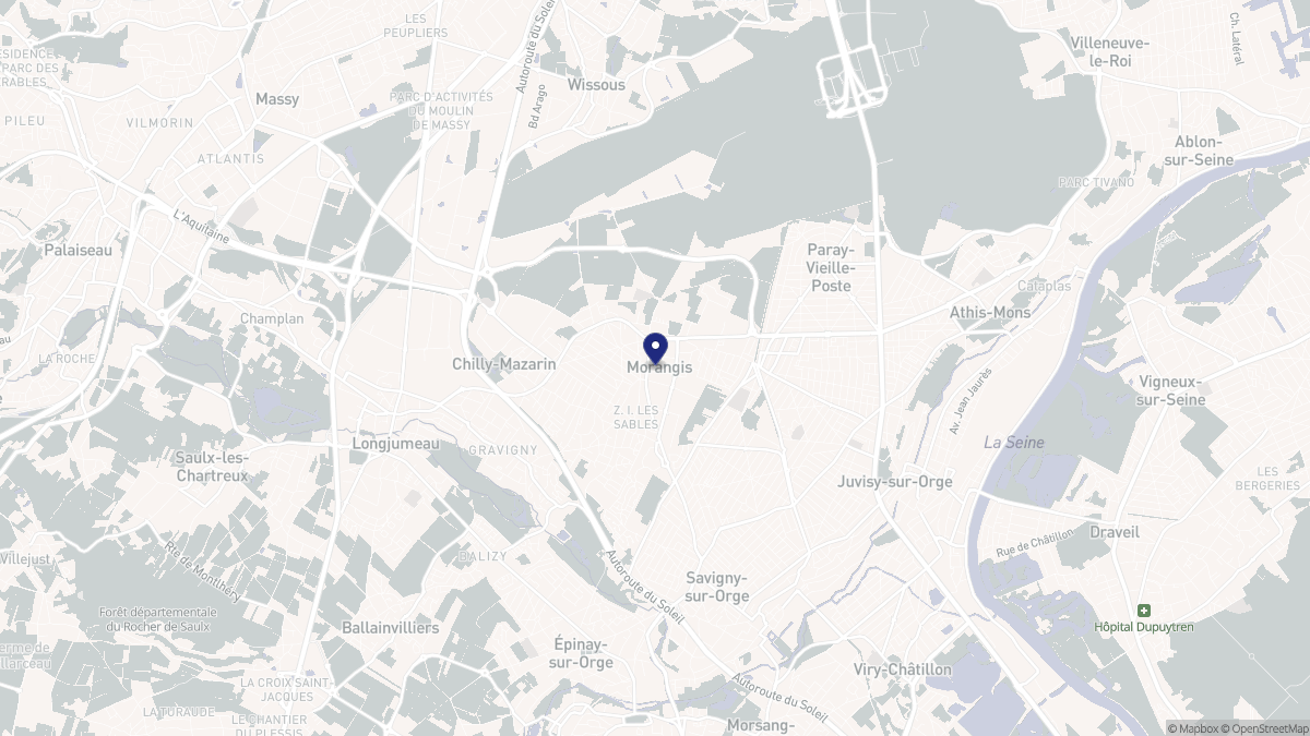 Aperçu cartographique de Morangis, centré sur la commune