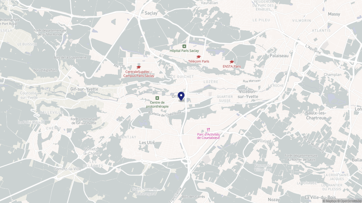 Aperçu cartographique de Orsay, centré sur la commune