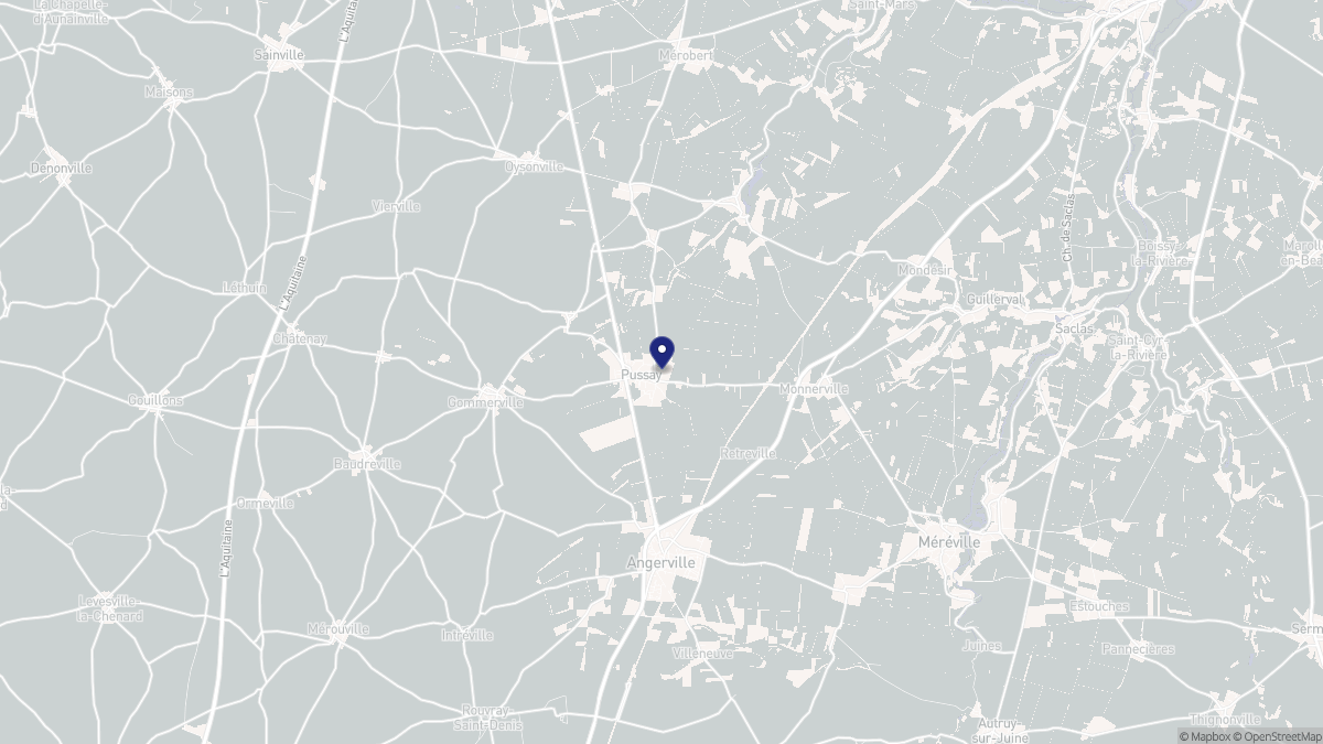 Aperçu cartographique de Pussay, centré sur la commune