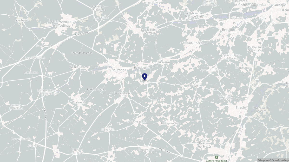 Aperçu cartographique de Roinville, centré sur la commune