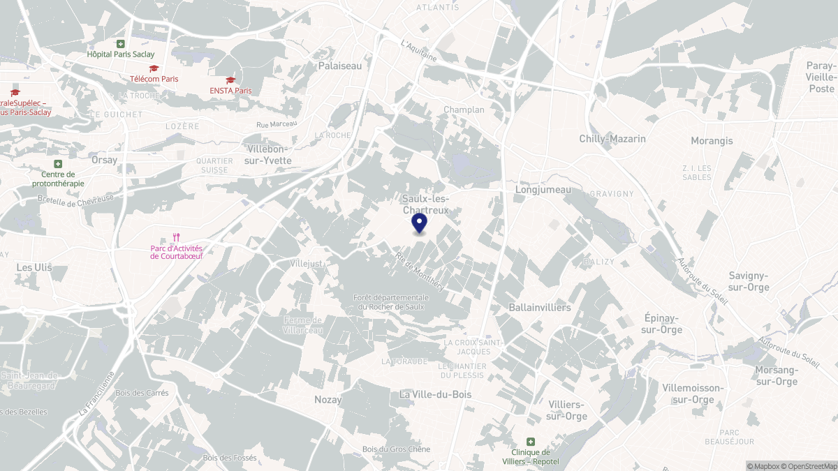 Aperçu cartographique de Saulx-les-Chartreux, centré sur la commune