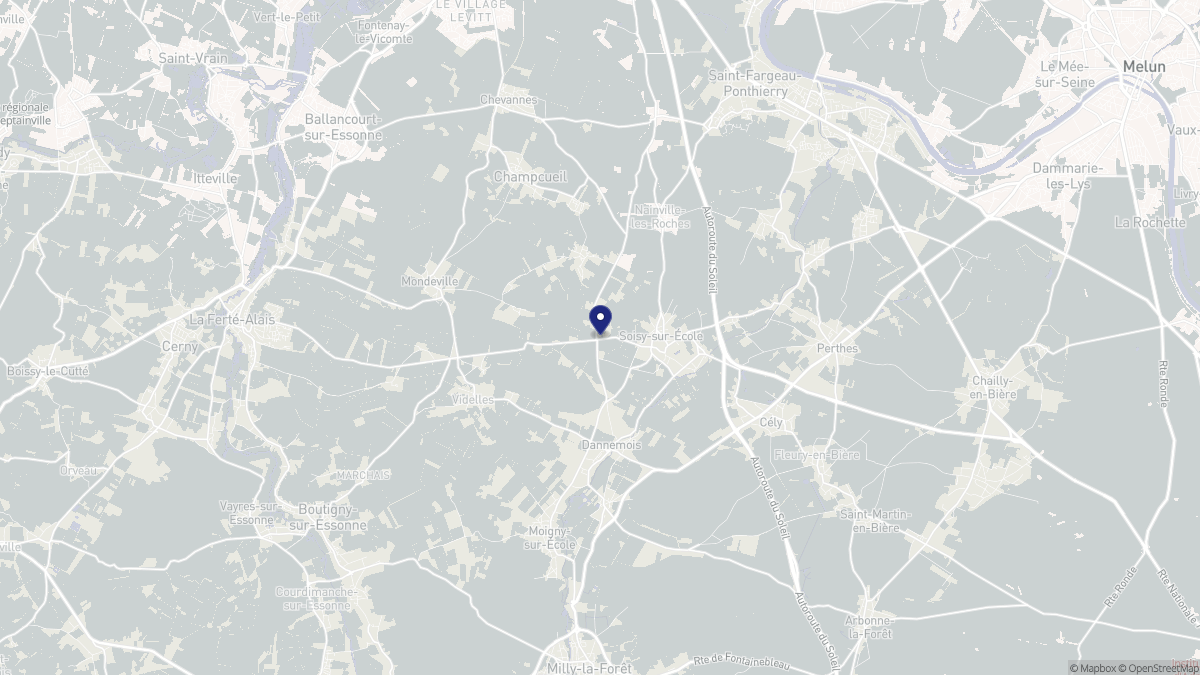 Aperçu cartographique de Soisy-sur-École, centré sur la commune