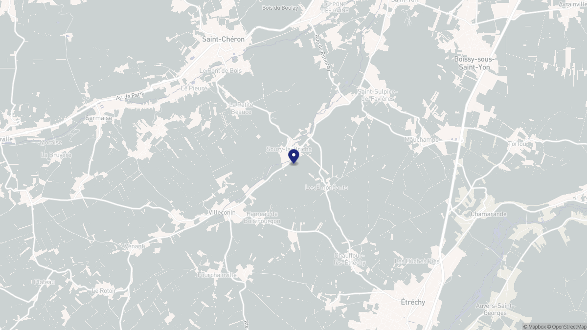 Aperçu cartographique de Souzy-la-Briche, centré sur la commune