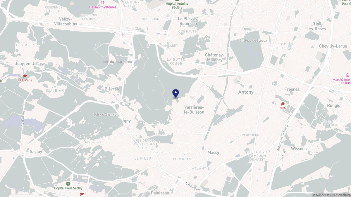 Aperçu cartographique de Verrières-le-Buisson, centré sur la commune
