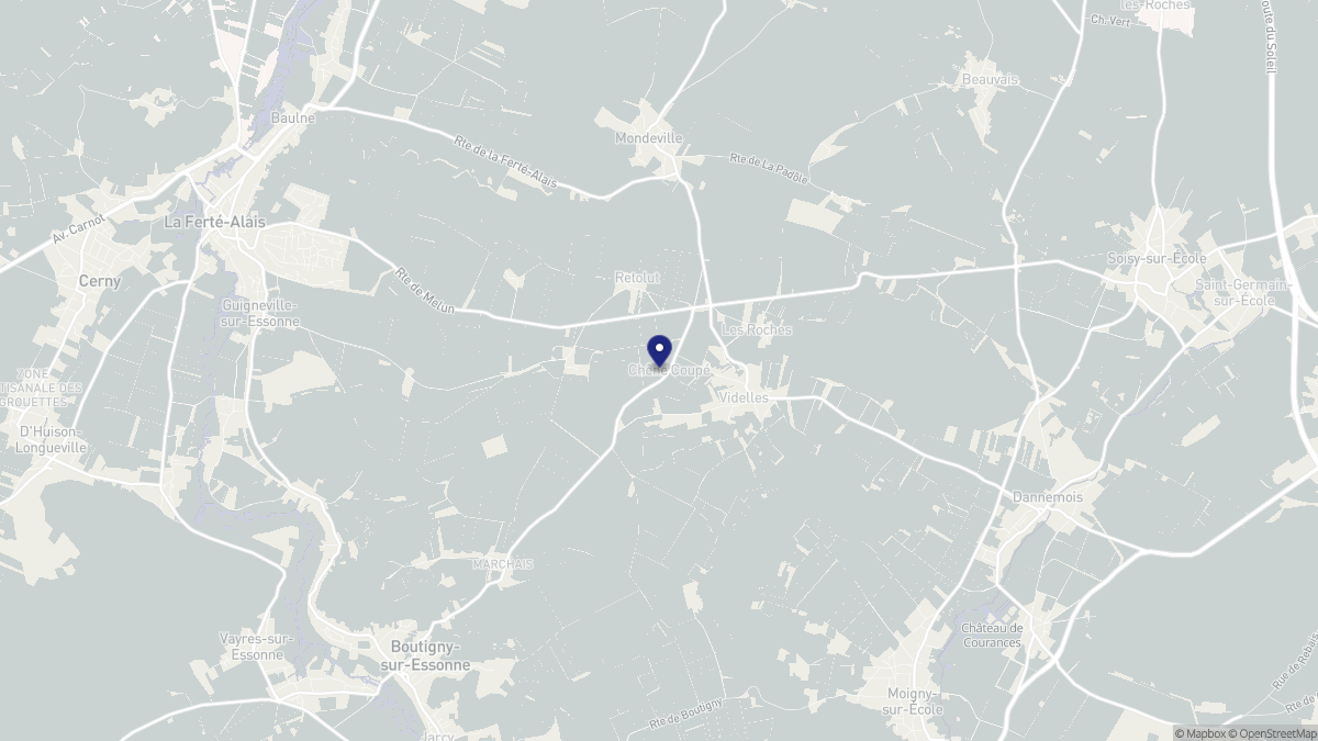 Aperçu cartographique de Videlles, centré sur la commune