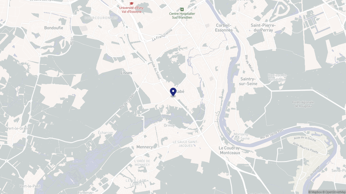 Aperçu cartographique de Villabé, centré sur la commune