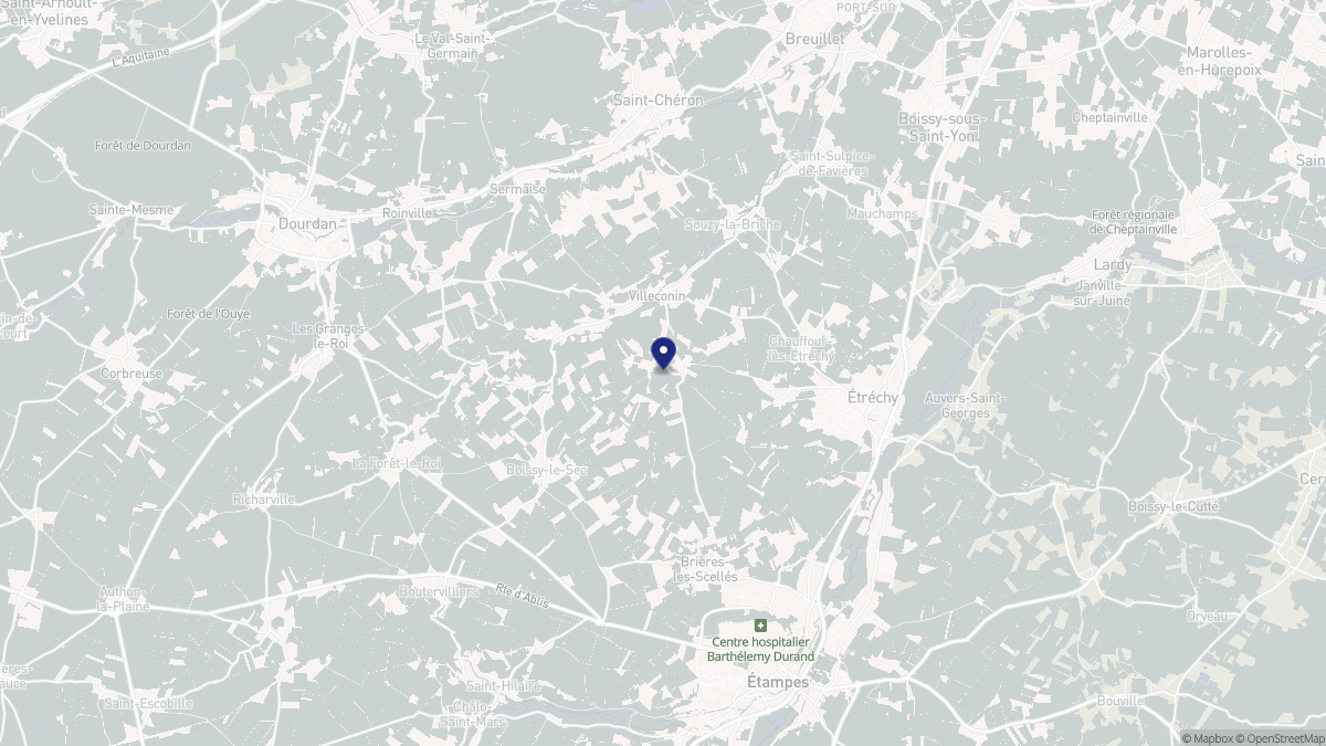 Aperçu cartographique de Villeconin, centré sur la commune