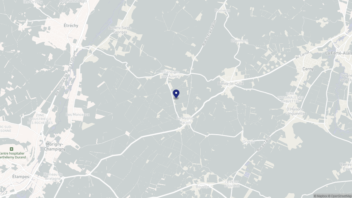 Aperçu cartographique de Villeneuve-sur-Auvers, centré sur la commune