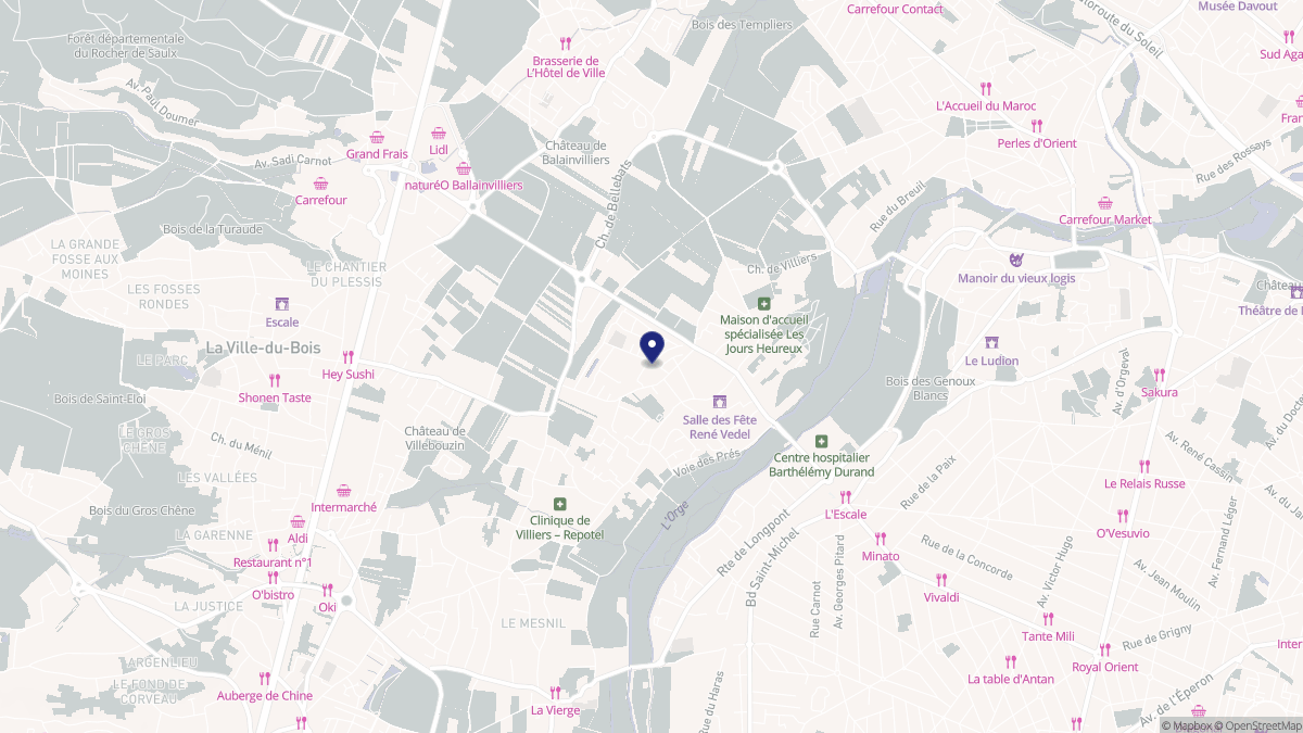 Aperçu cartographique de Villiers-sur-Orge, centré sur la commune