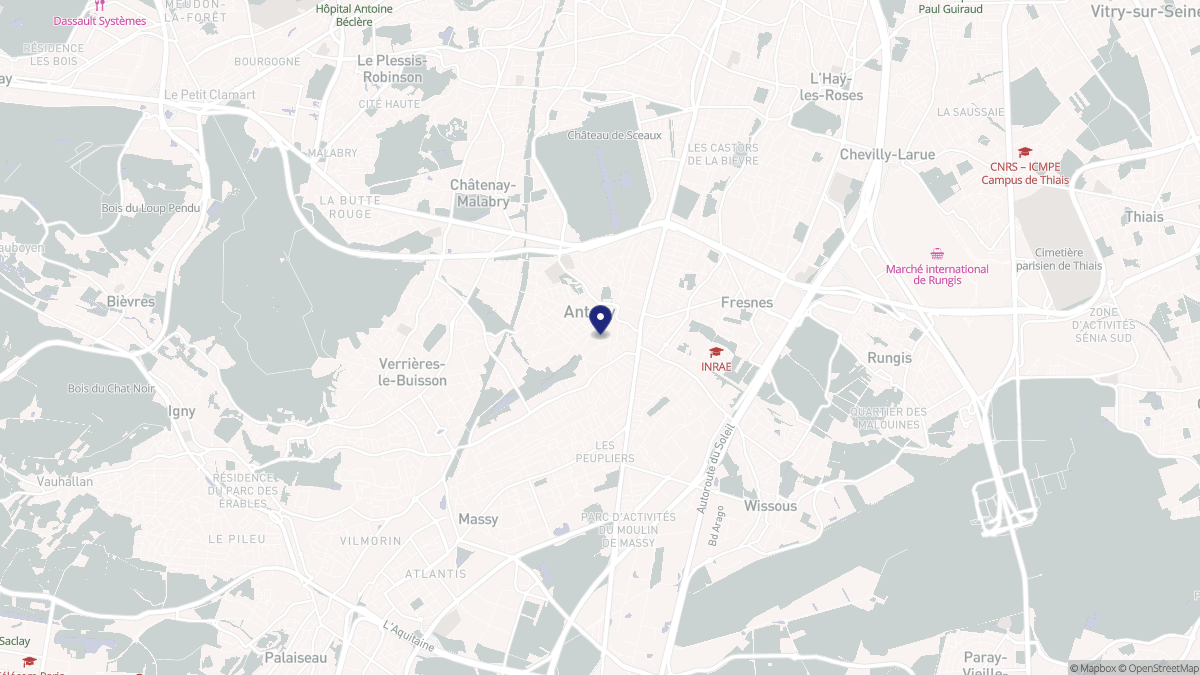 Aperçu cartographique de Antony, centré sur la commune
