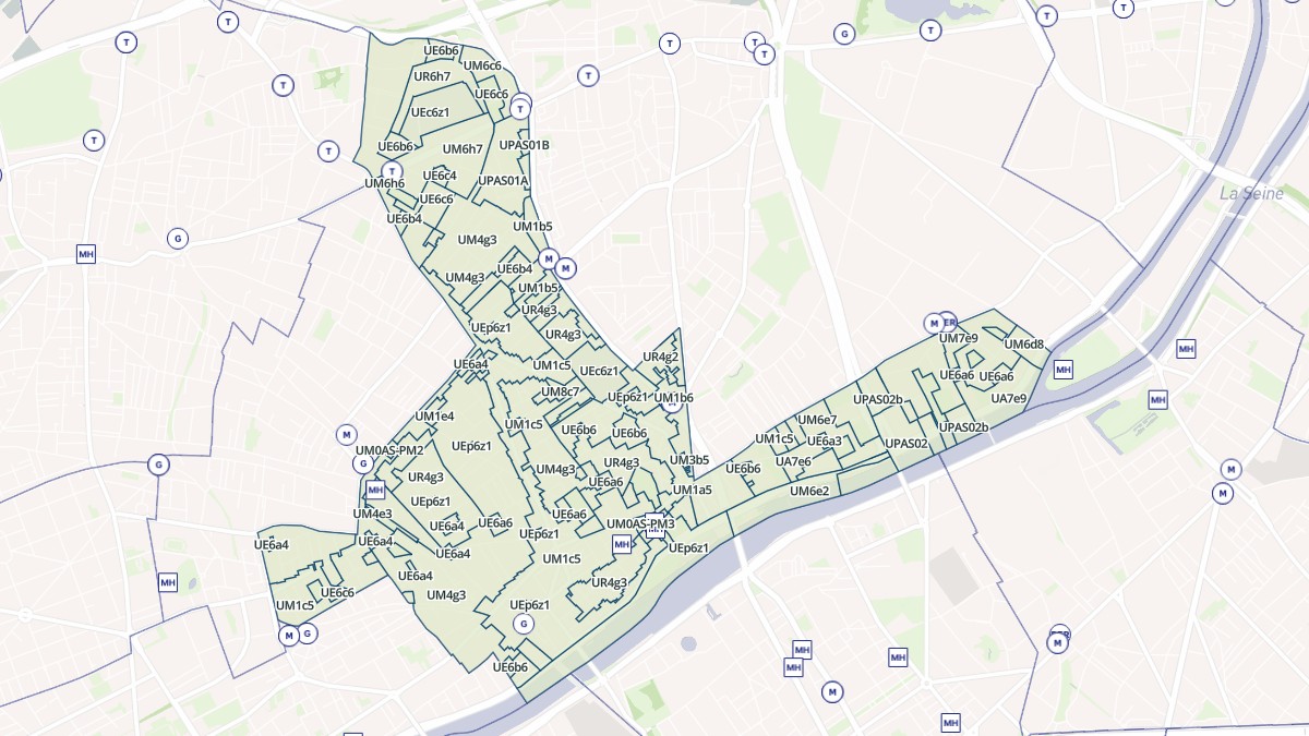 Aperçu cartographique de Asnières-sur-Seine, centré sur la commune