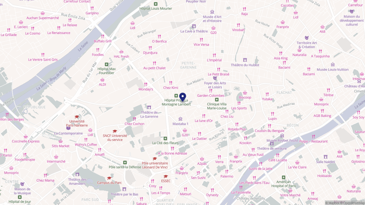 Aperçu cartographique de La Garenne-Colombes, centré sur la commune