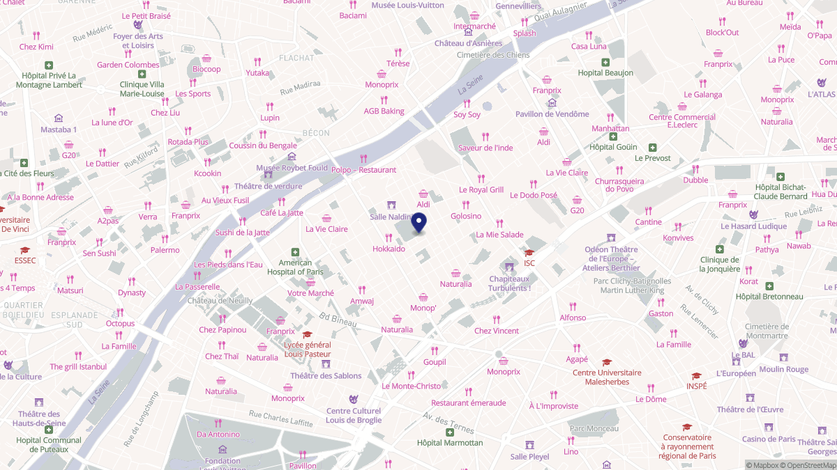 Aperçu cartographique de Levallois-Perret, centré sur la commune