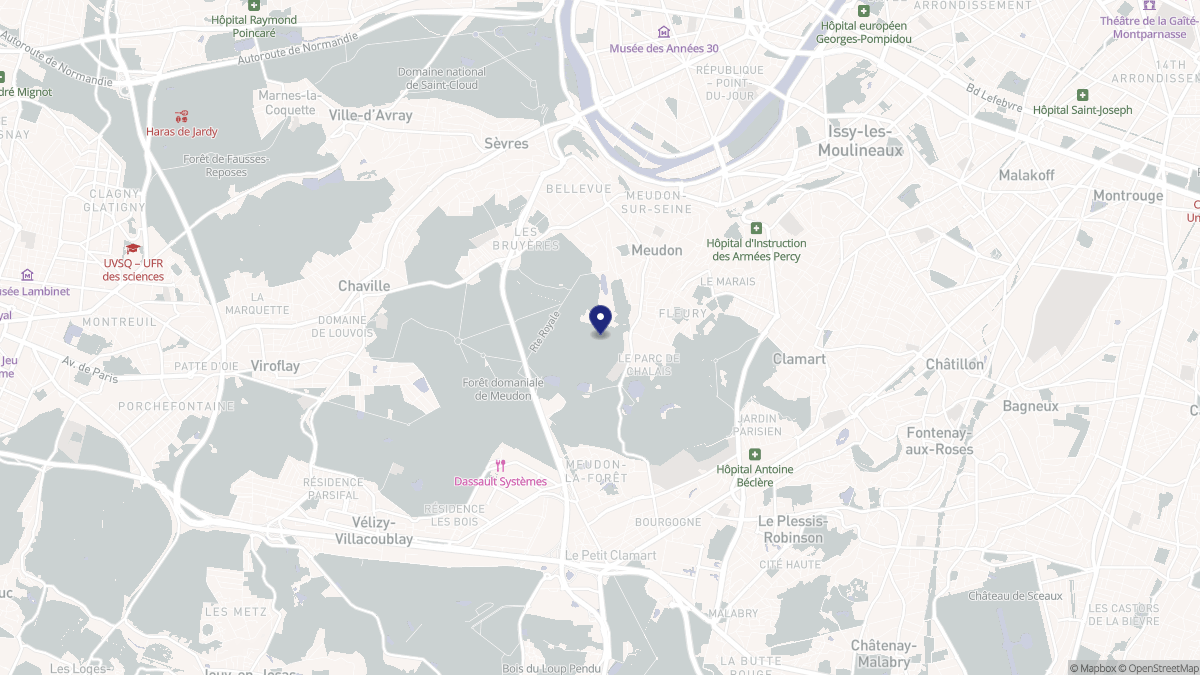 Aperçu cartographique de Meudon, centré sur la commune