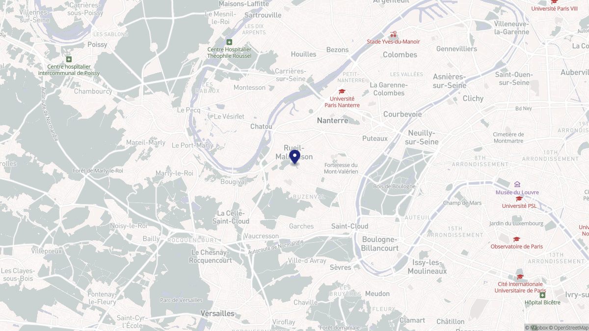 Aperçu cartographique de Rueil-Malmaison, centré sur la commune