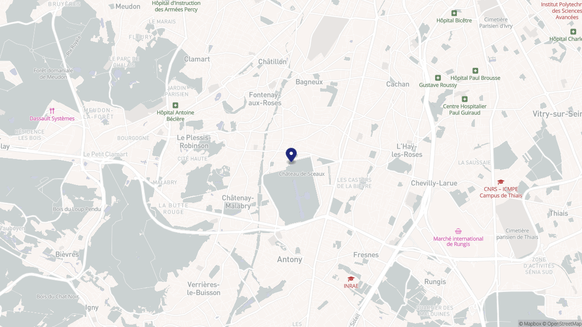 Aperçu cartographique de Sceaux, centré sur la commune