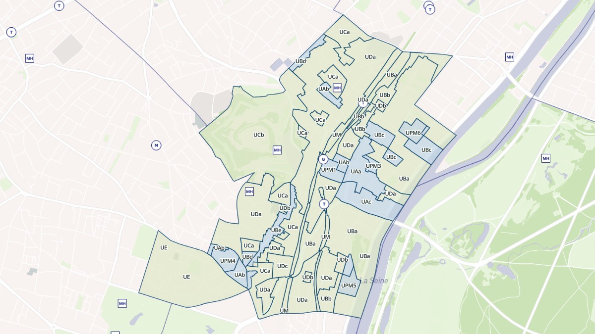 Aperçu cartographique de Suresnes, centré sur la commune