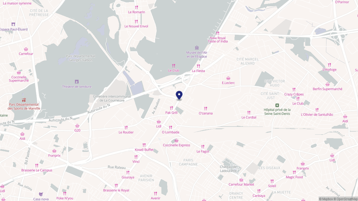 Aperçu cartographique de Le Bourget, centré sur la commune