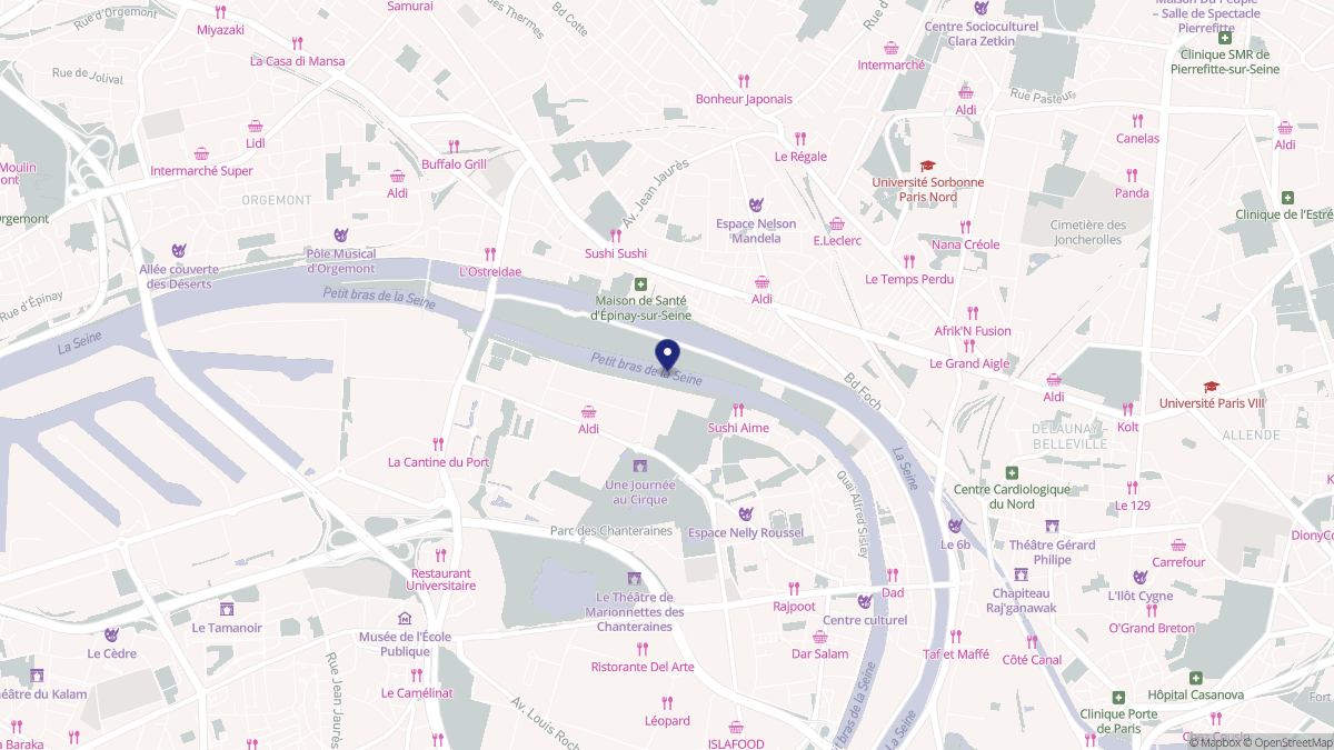 Aperçu cartographique de L'Île-Saint-Denis, centré sur la commune