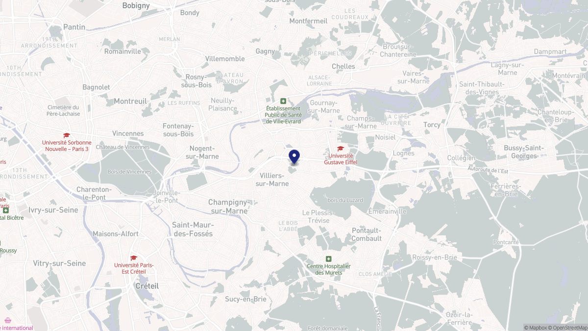 Aperçu cartographique de Noisy-le-Grand, centré sur la commune
