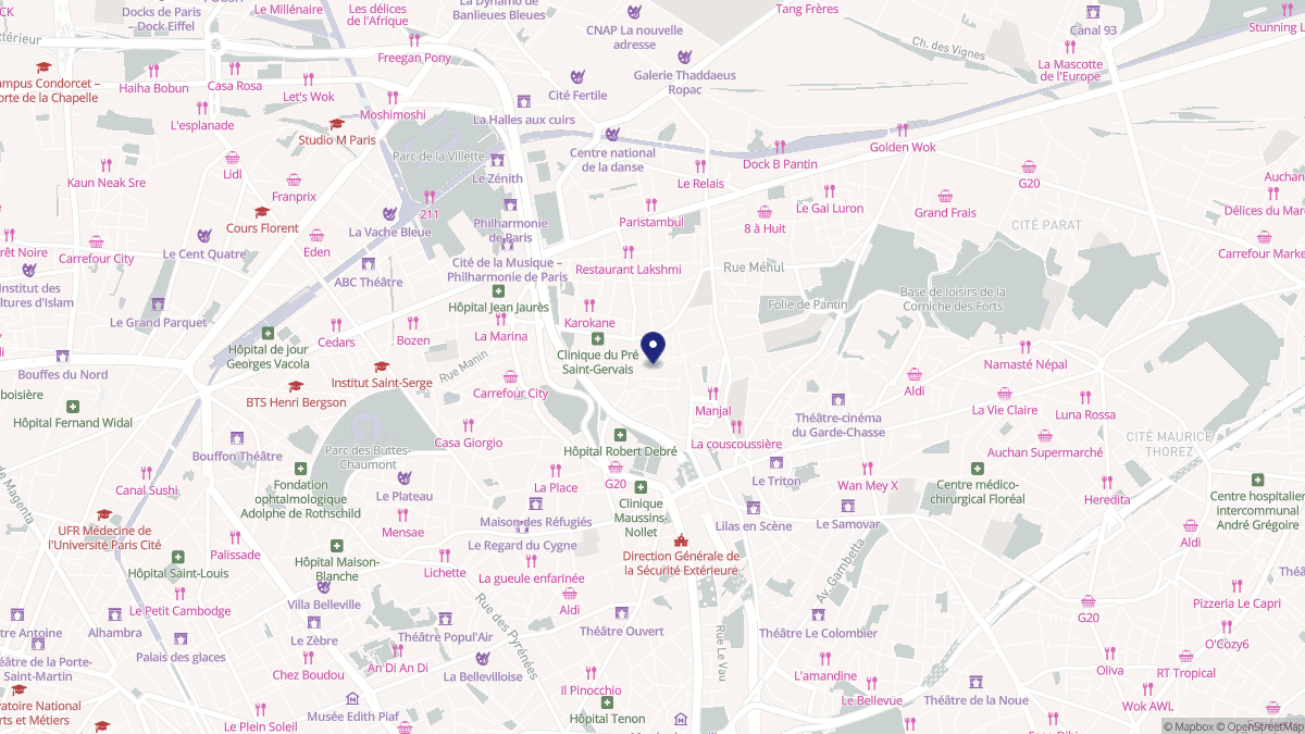 Aperçu cartographique de Le Pré-Saint-Gervais, centré sur la commune