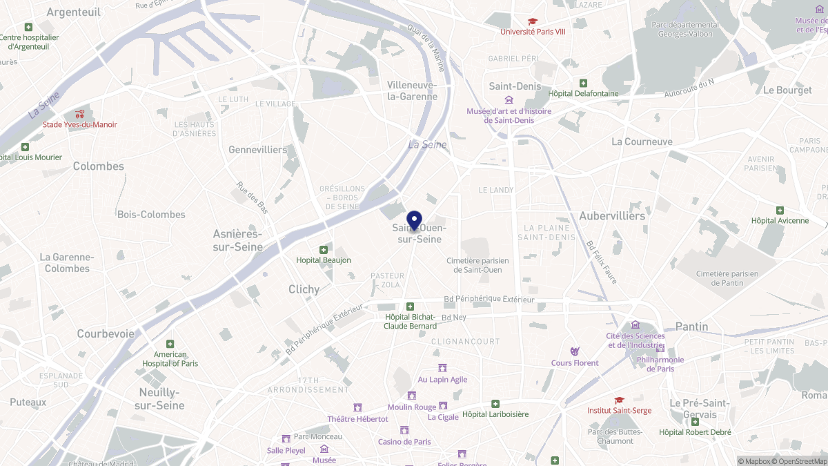Aperçu cartographique de Saint-Ouen-sur-Seine, centré sur la commune