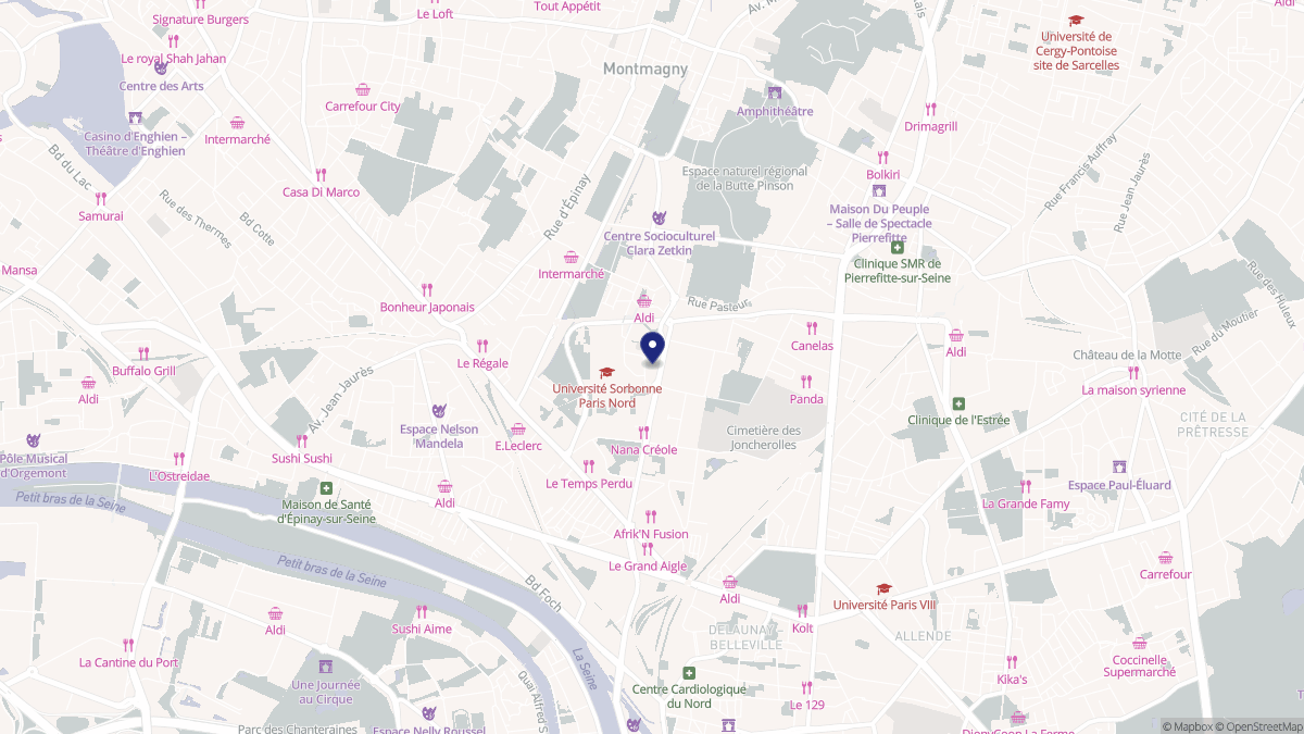 Aperçu cartographique de Villetaneuse, centré sur la commune