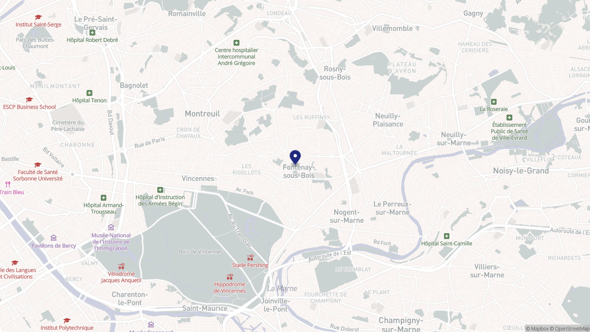 Aperçu cartographique de Fontenay-sous-Bois, centré sur la commune