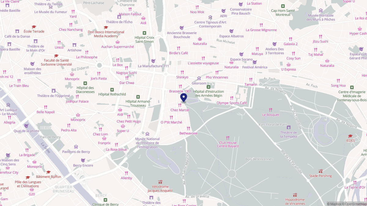 Aperçu cartographique de Saint-Mandé, centré sur la commune
