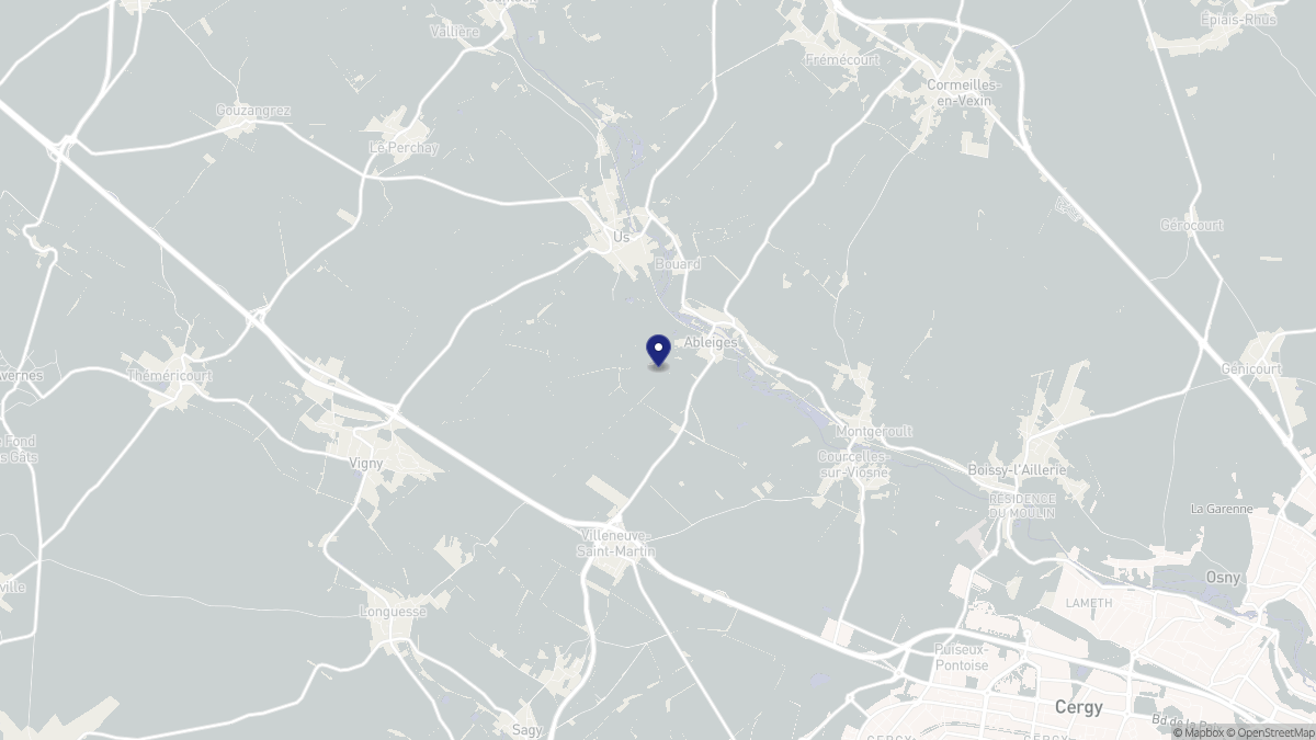 Aperçu cartographique de Ableiges, centré sur la commune