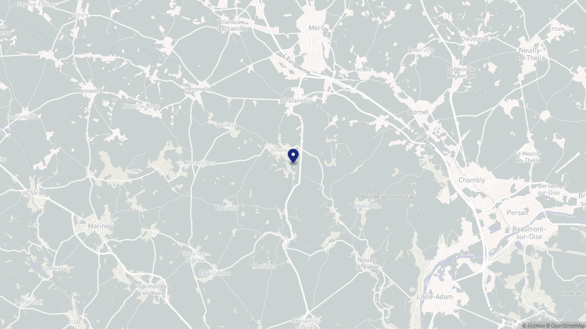 Aperçu cartographique de Arronville, centré sur la commune