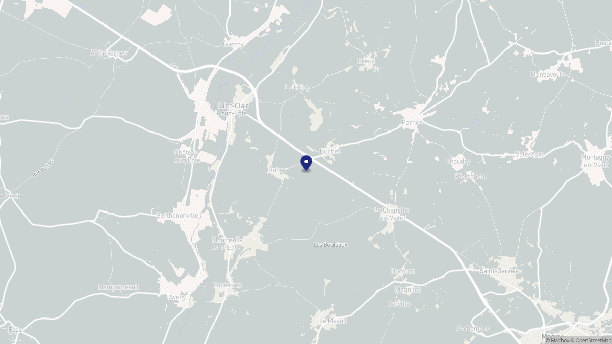 Aperçu cartographique de Buhy, centré sur la commune