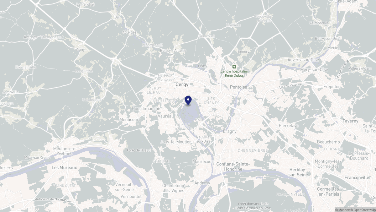 Aperçu cartographique de Cergy, centré sur la commune