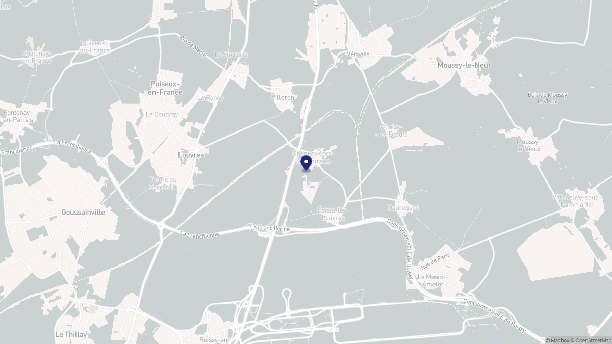 Aperçu cartographique de Chennevières-lès-Louvres, centré sur la commune