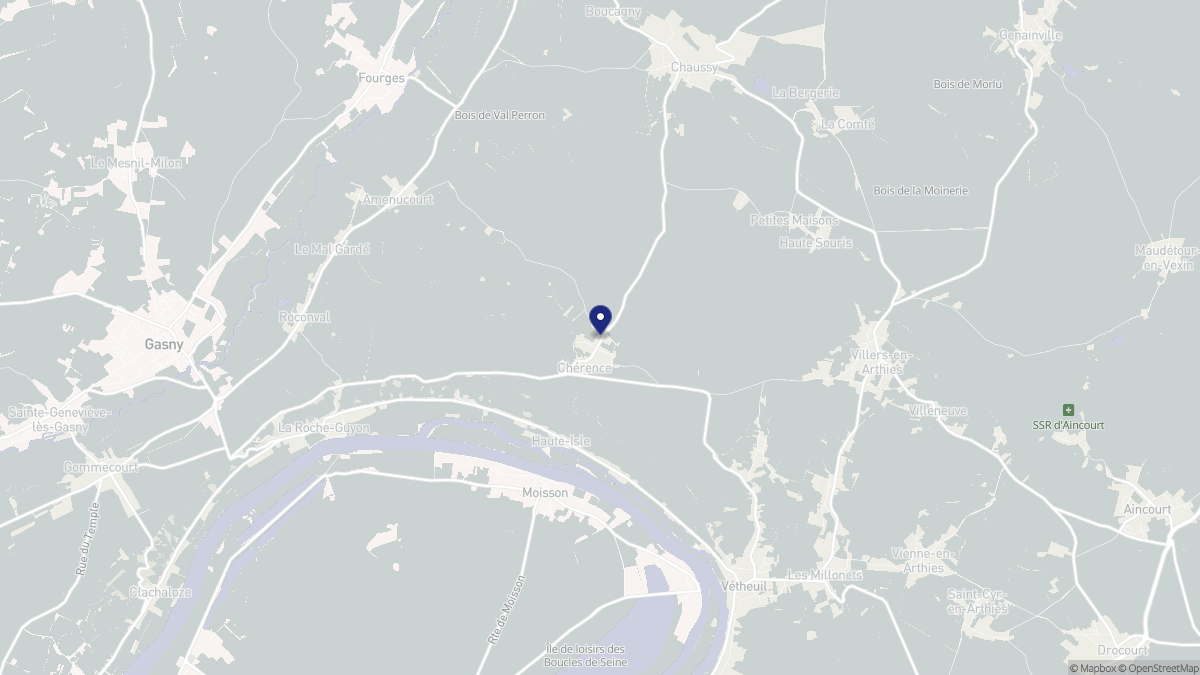 Aperçu cartographique de Chérence, centré sur la commune