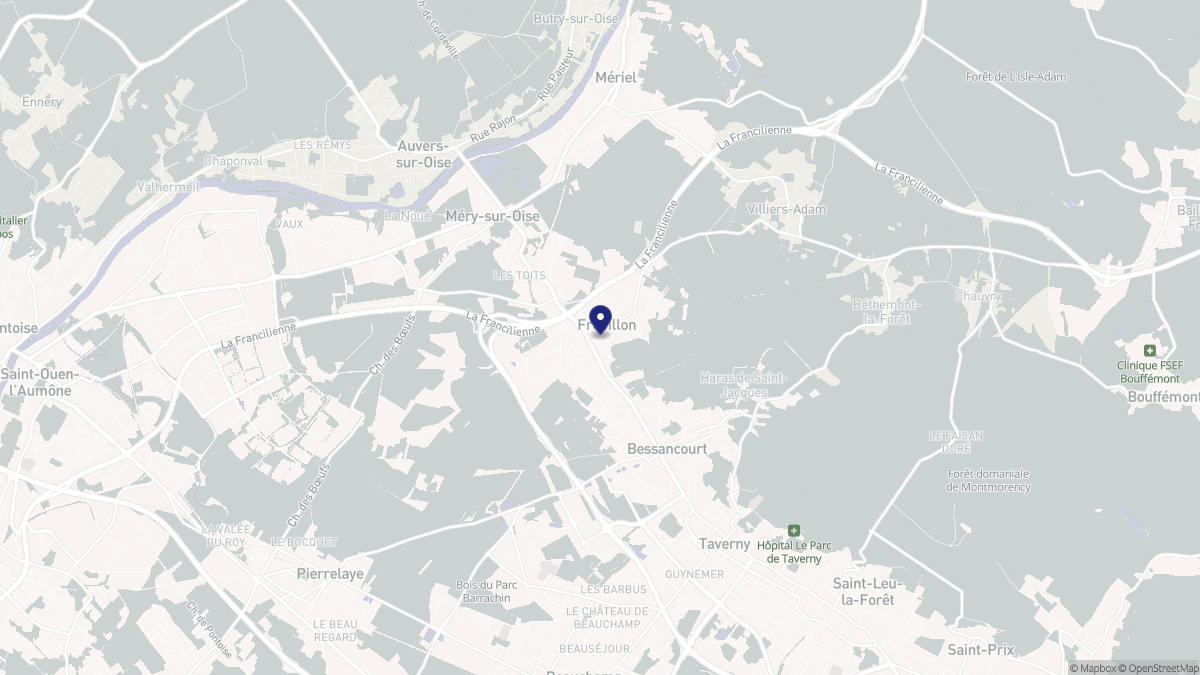 Aperçu cartographique de Frépillon, centré sur la commune