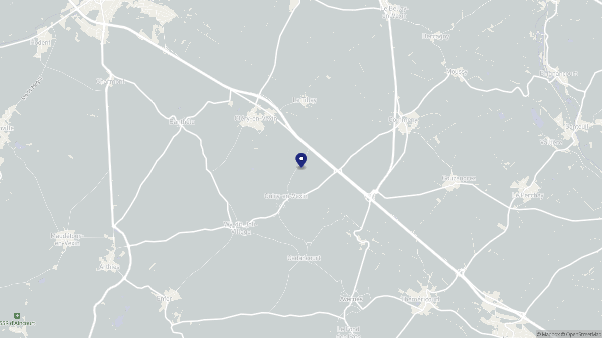 Aperçu cartographique de Guiry-en-Vexin, centré sur la commune