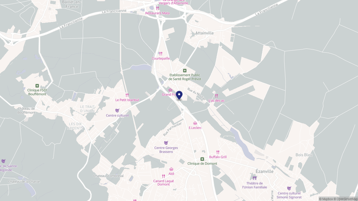 Aperçu cartographique de Moisselles, centré sur la commune