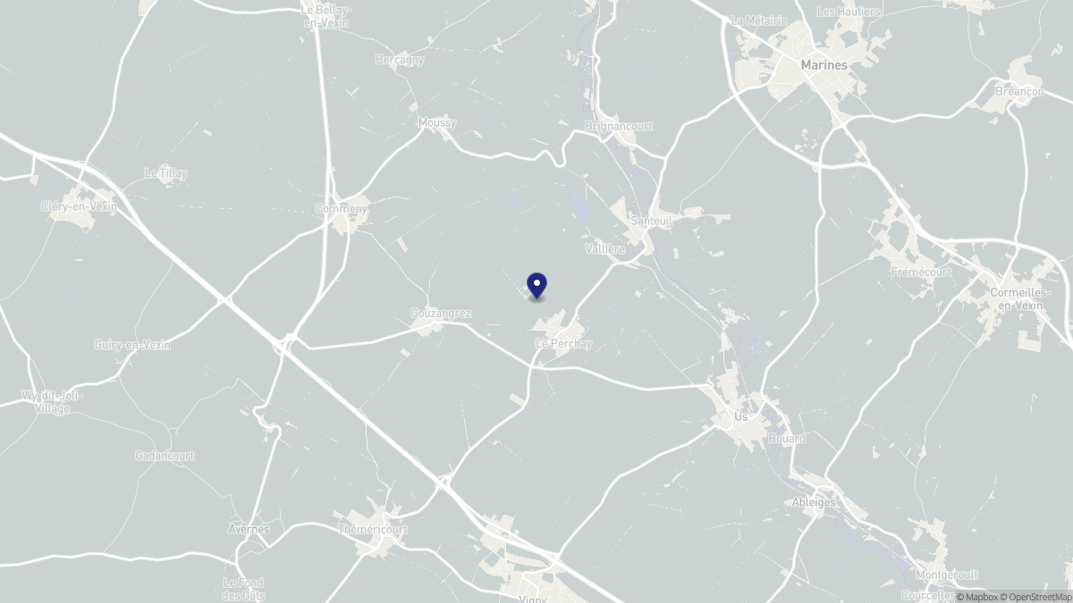 Aperçu cartographique de Le Perchay, centré sur la commune