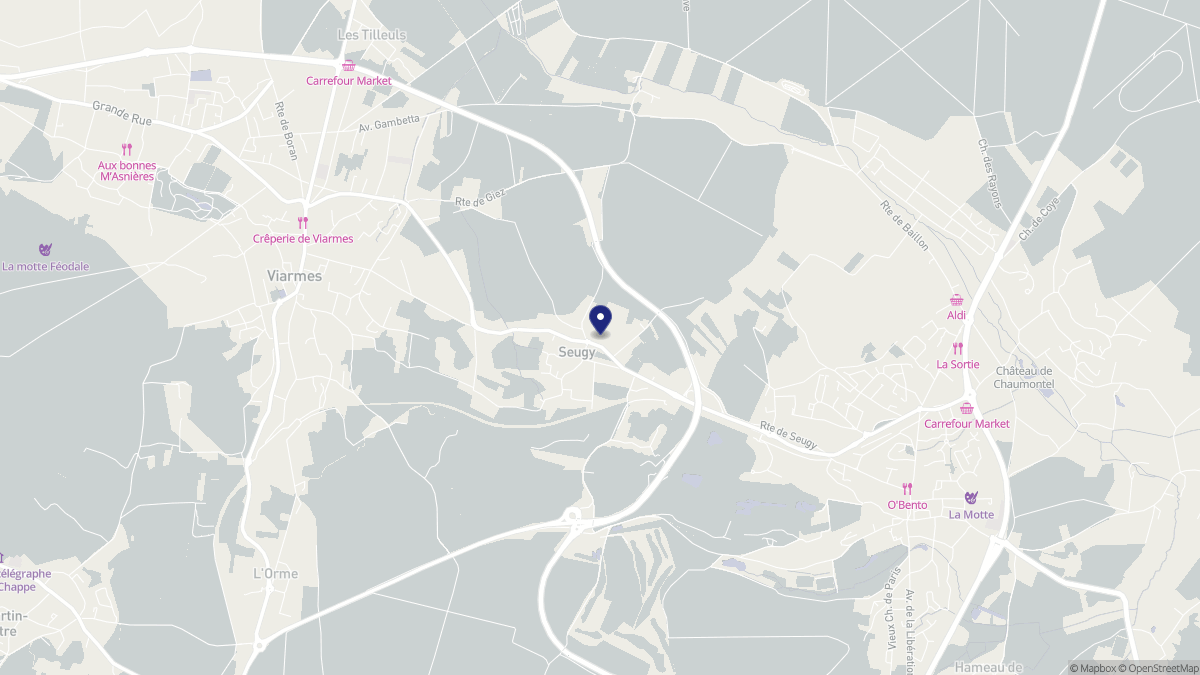 Aperçu cartographique de Seugy, centré sur la commune