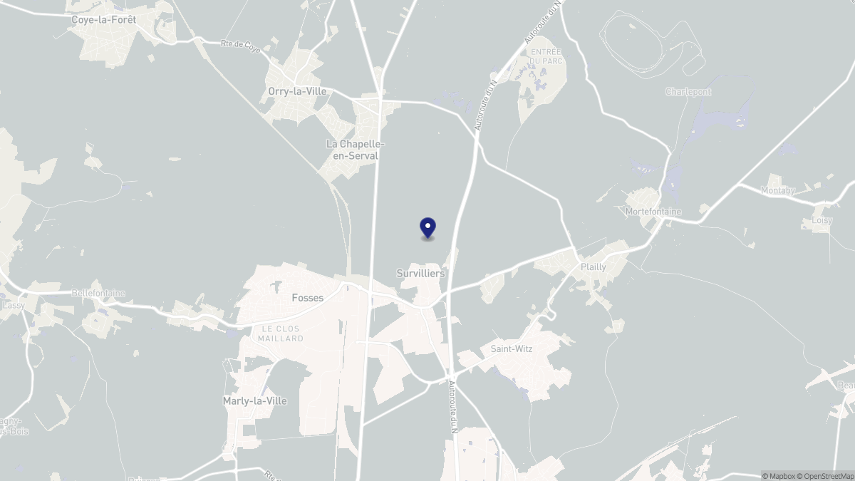 Aperçu cartographique de Survilliers, centré sur la commune