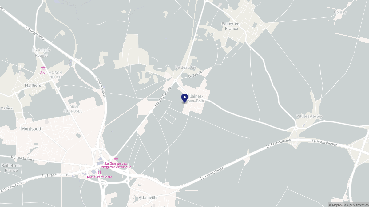 Aperçu cartographique de Villaines-sous-Bois, centré sur la commune