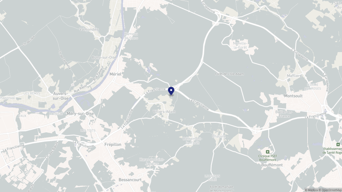 Aperçu cartographique de Villiers-Adam, centré sur la commune
