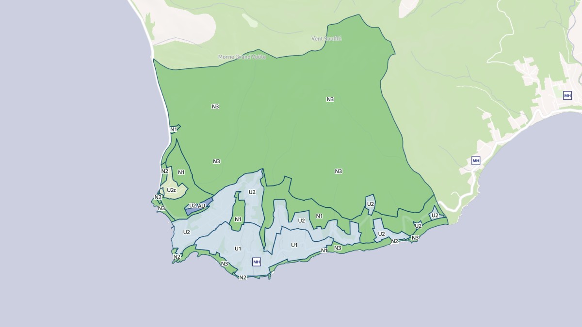 Aperçu cartographique de Vieux-Fort, centré sur la commune